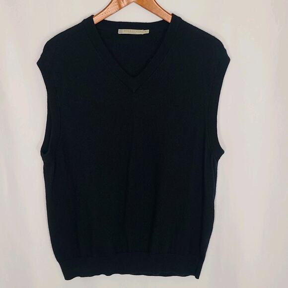 Stile Di Vita Men's V-Neck Sweater Vest 100% Merino Wool Black XL - Picture 2 of 9